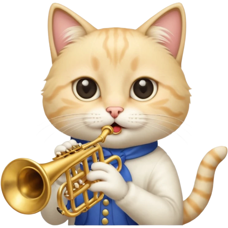 blonde cat play trumpeter, portrait emoji