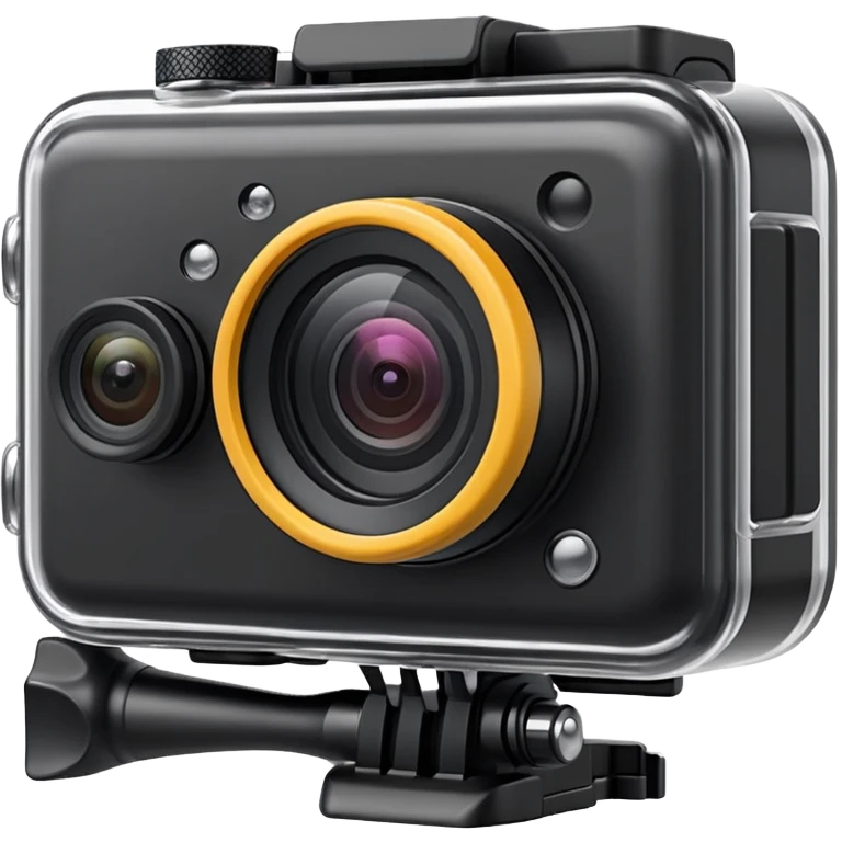 action camera object icon, small compact camera, wide lens, waterproof case, 3D cartoon, mobile game icon style, centered, clean background, no text, no watermark
  emoji
