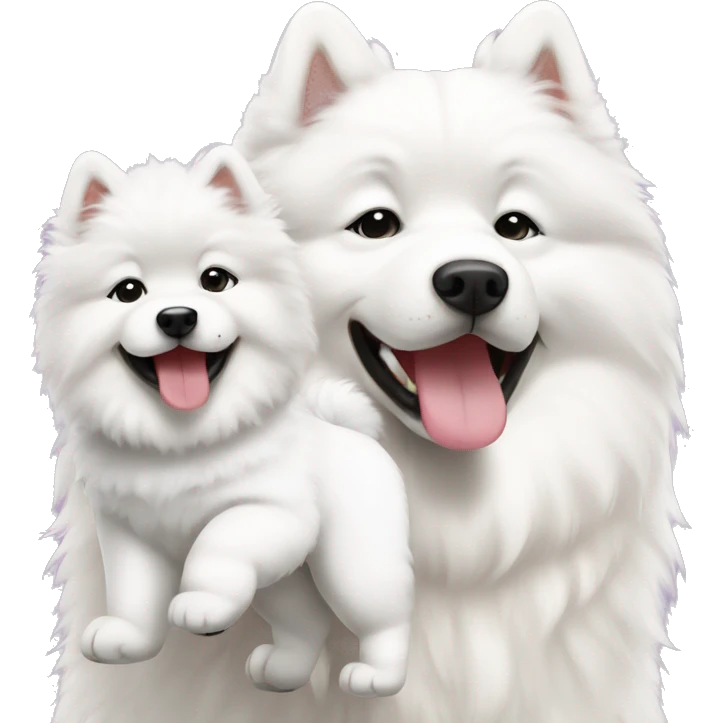 Mommy samoyed with puppy samoyed  emoji