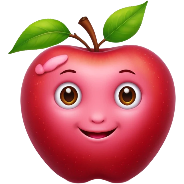cute worm in apple emoji