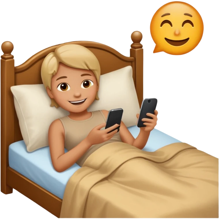 
emoticon of lying in bed and looking at phone emoji