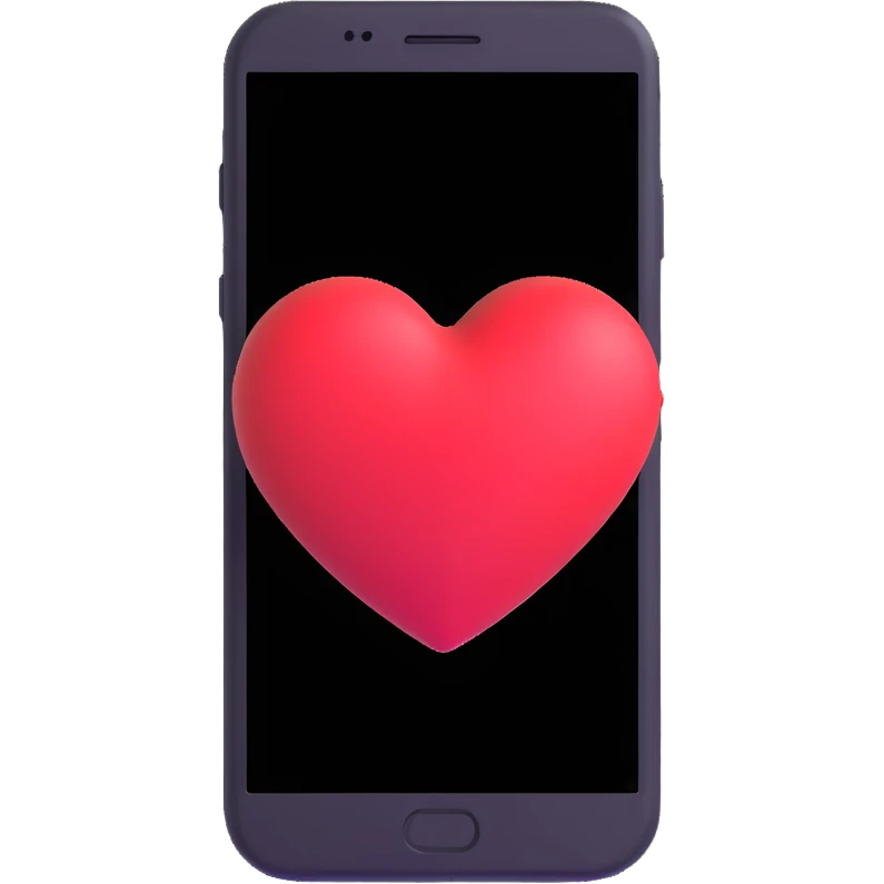 smartphone with a big heart emoji