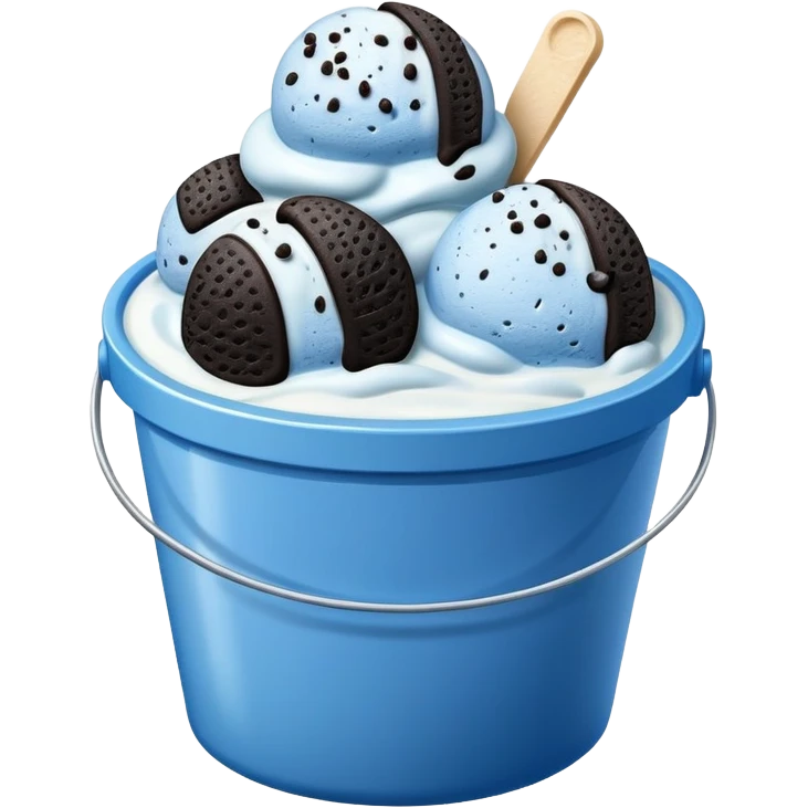 Blue cookies and cream ice cream in a bucket emoji