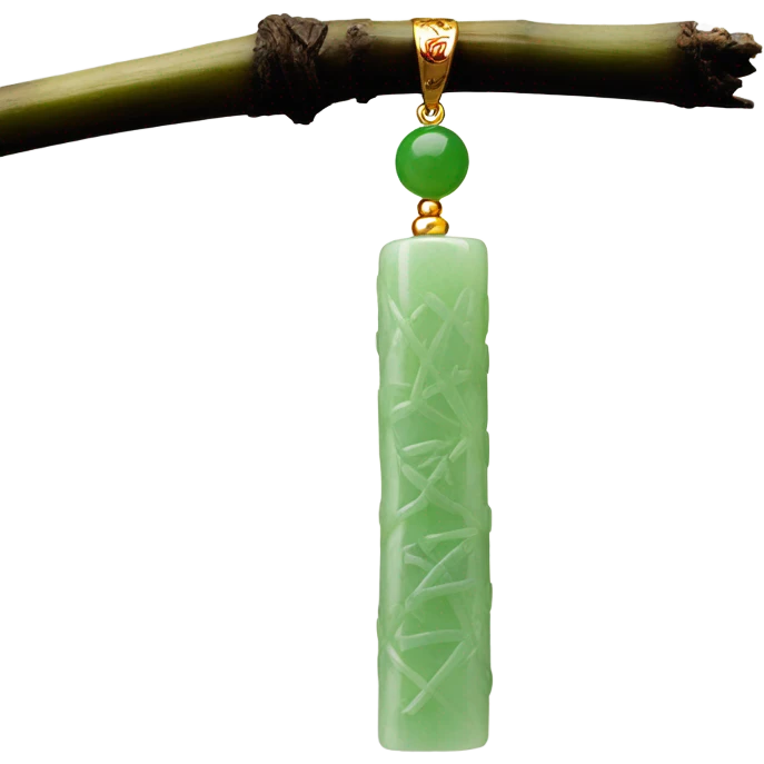 Chinese style light green bamboo-patterned jade pendant  emoji