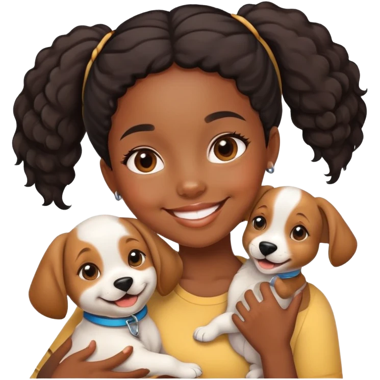 Black girl with puppy emoji