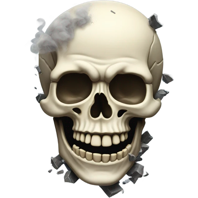 A dead skeleton laughing with and explosion in his head emoji