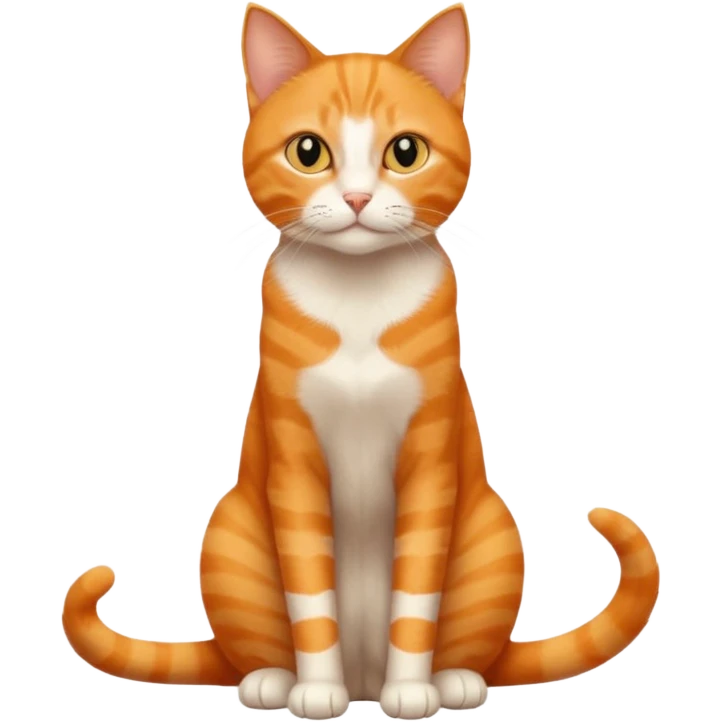 full body solid orange domestic shorthair slim cat with yellow/orange eyes sitting emoji