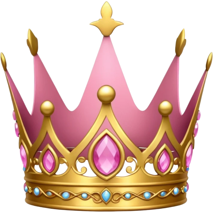 A luxurious golden crown with pink accents and elegant details, featuring a prominent empty space or cutout in the center emoji