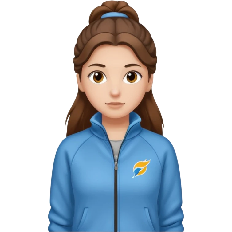 Chica blanca, pelo castaño muy largo recogido, jersey de invierno y niki emoji