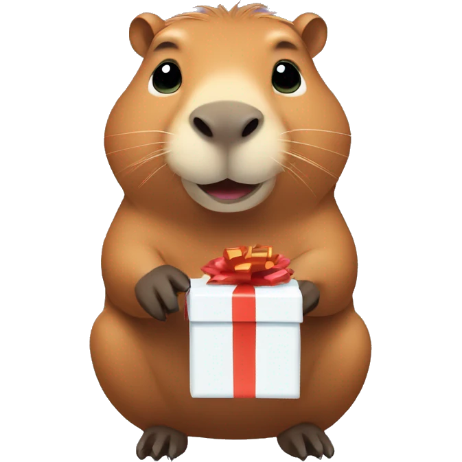 Capybara holding a gift emoji
