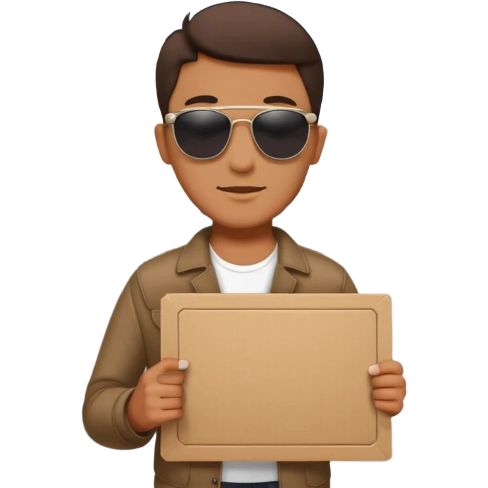 a man with cardboard in hands stopping cars emoji