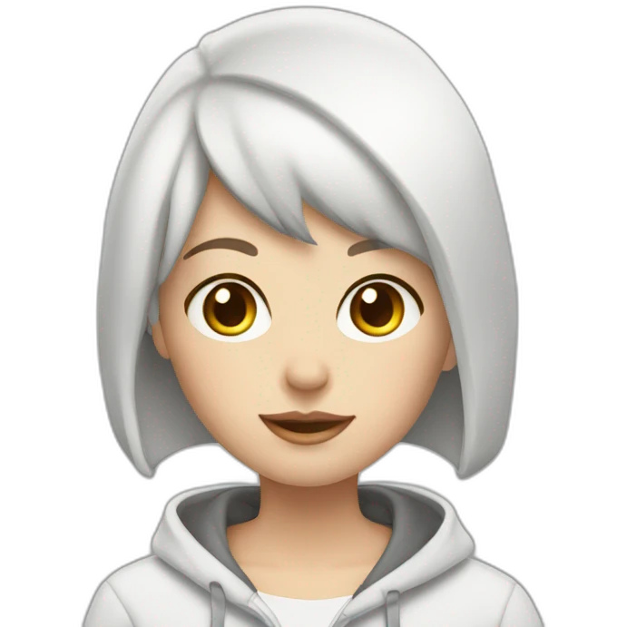 girl short hair white skin hoodie computer emoji