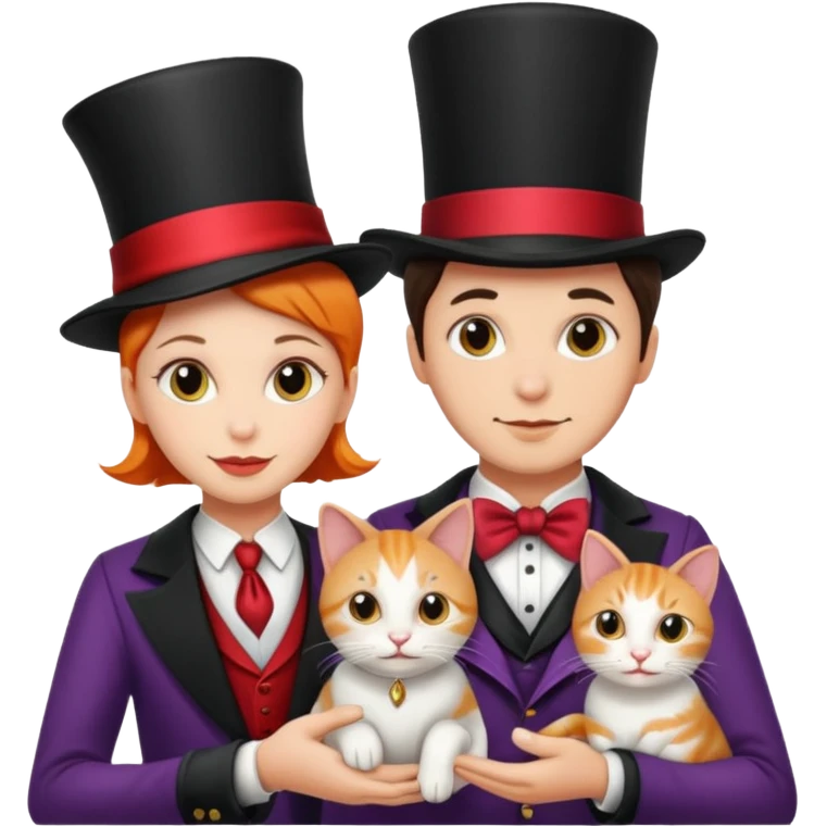 magician couple and their pet cat emoji