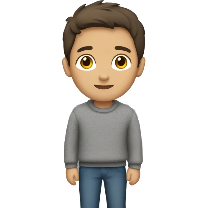 winter, christmas, hispanic, short brown hair, boy, brown eyes, child, full body, grey sweater emoji