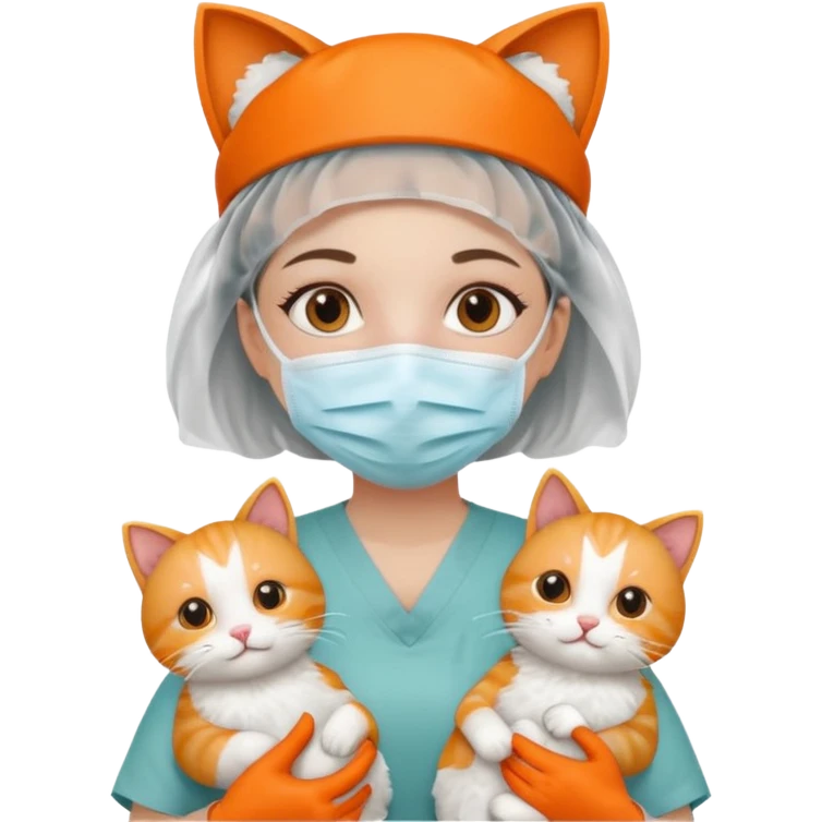 scrub nurse with cats emoji