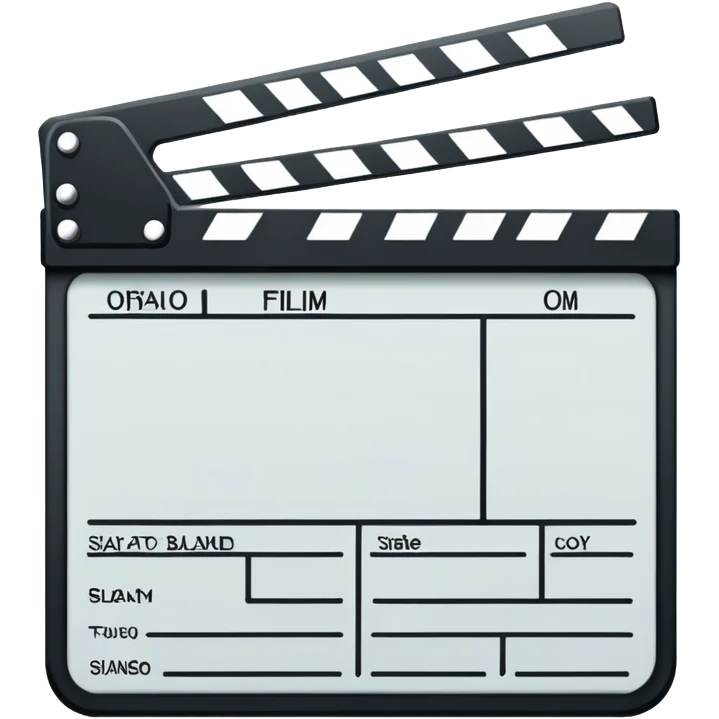 ultra simple film slate outline, black line drawing only, no fill or shading, just essential outlines emoji