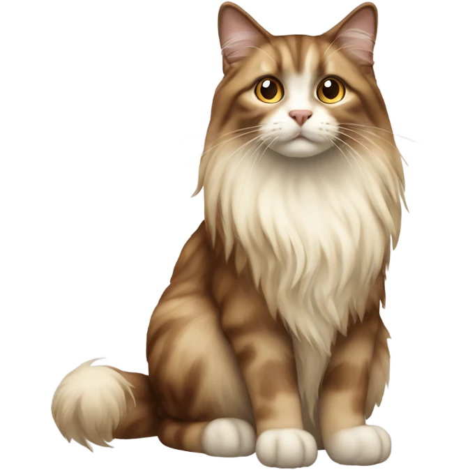 long haired brown and cream fur cat emoji
