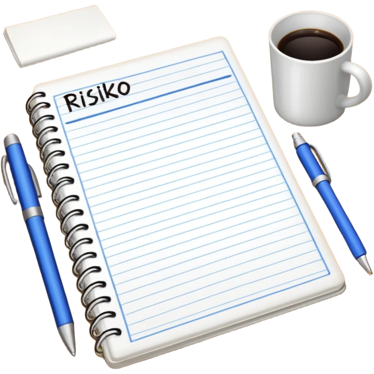 Mach mir ein Heft das auf einem schreibtisch liegt wo RISIKO draufsteht emoji