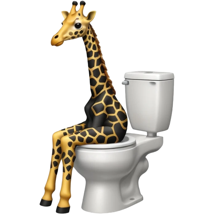 Black giraffe sitting on a tiolet emoji
