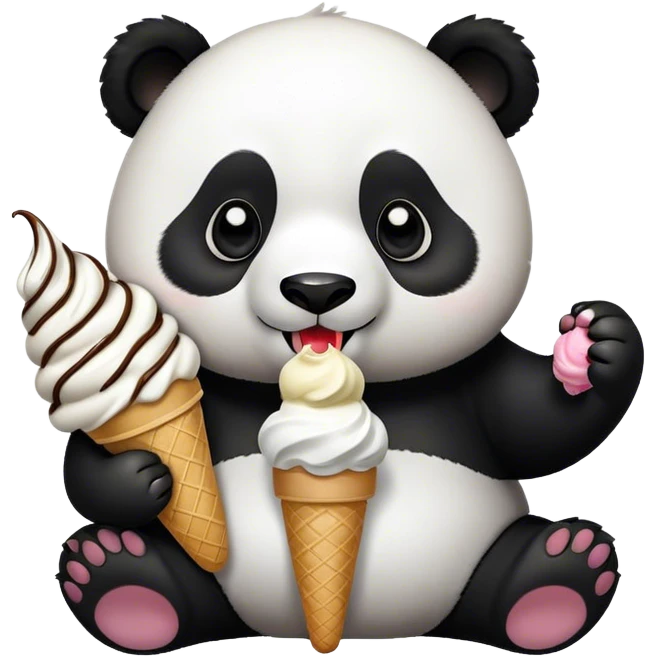 Panda eating ice cream emoji