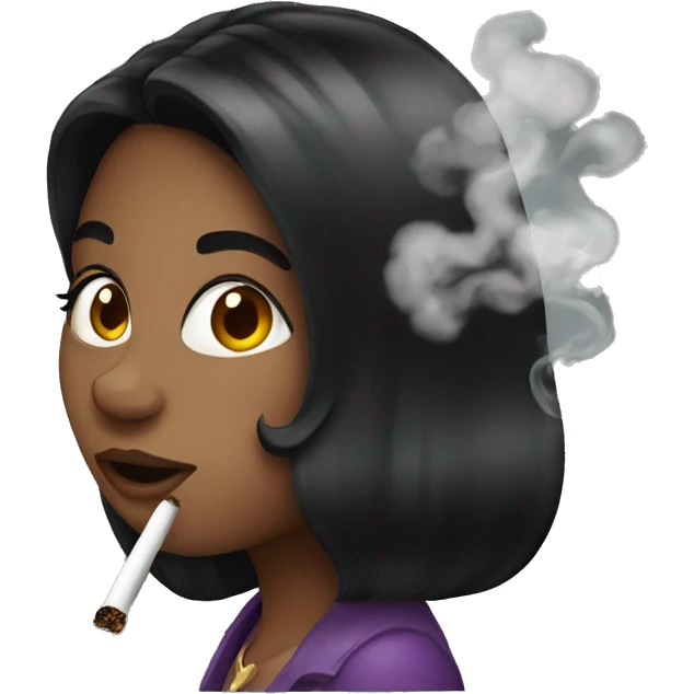 black hair girl smoking  emoji