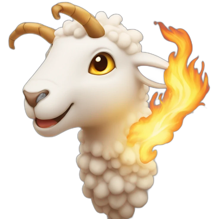 A cute dragon breathing fire on sheep emoji