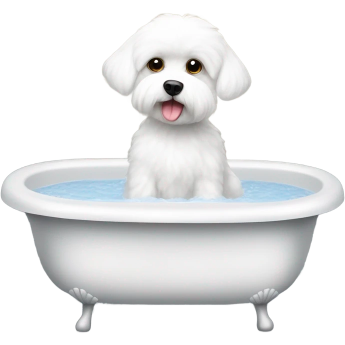 Maltese bichon in the bathtub emoji