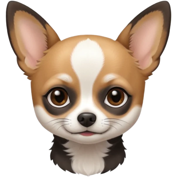 A black and white chihuahua emoji please with a thin white line on the center of head and brown eyebrow emoji