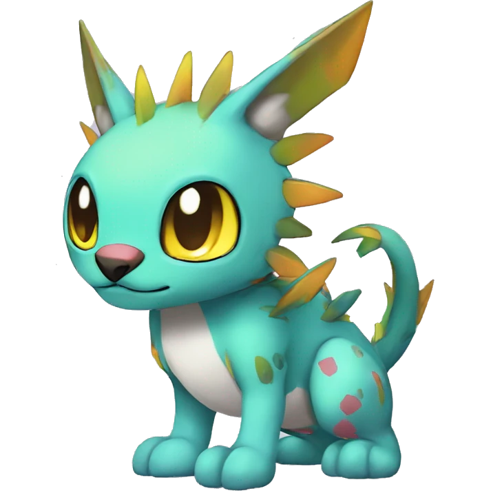 cute cool edgy Digimon-Fakemon-animal with colorful markings full body emoji