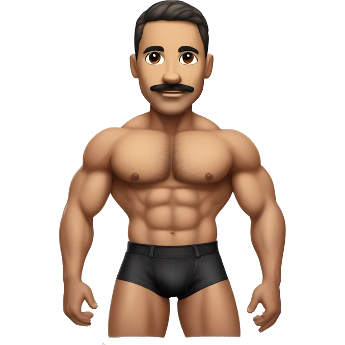 gay bodybuilder with mustache in jockstrap realistic emoji