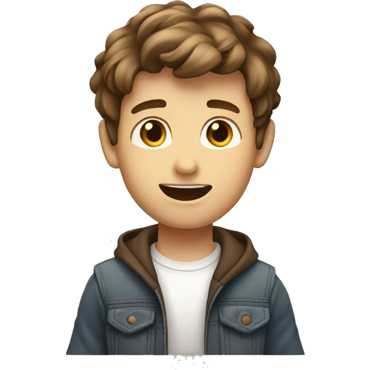 Waving twink with brown hair full body emoji