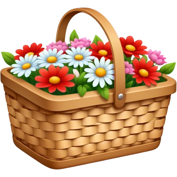 cute picnic basket with flowers emoji