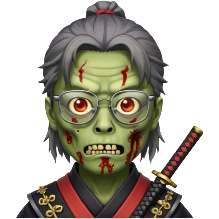 zombie samurai wearing glasses emoji