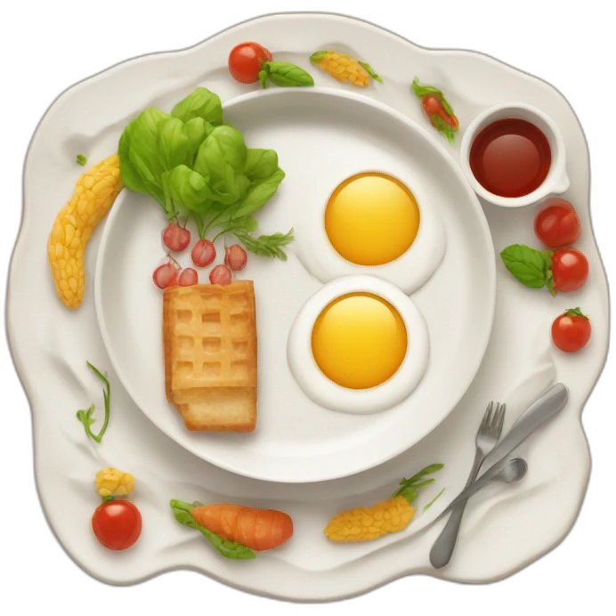Gourmet plate with little food in the middle and big border emoji
