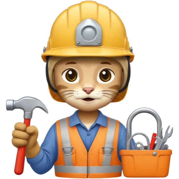 cat, handyman Outfit, wearing a Helmet emoji