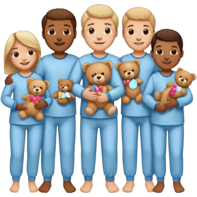 people wearing pajamas and holding a teddy bear emoji