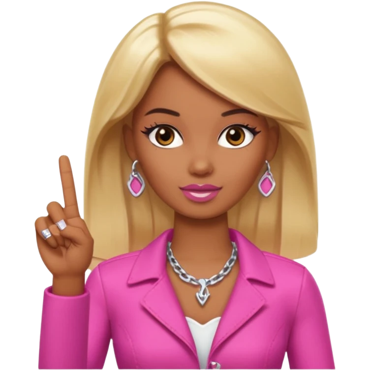 Brown skin blonde hair brown eyed barbie shooting the middle finger  emoji