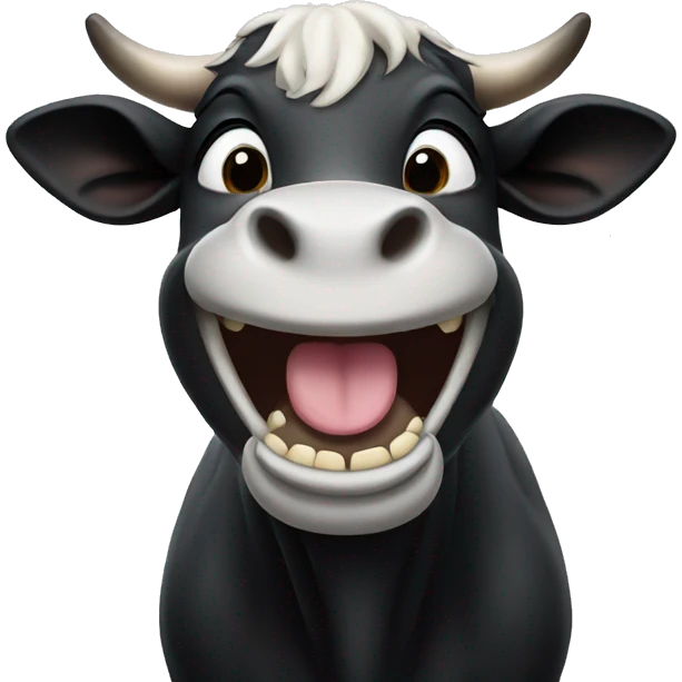 Black cow laughing emoji