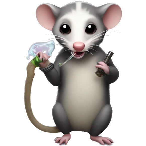 Opossum with bong emoji