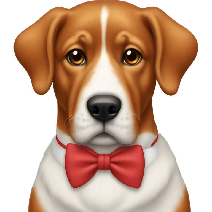 Big red dog with a white bowtie around it’s neck emoji