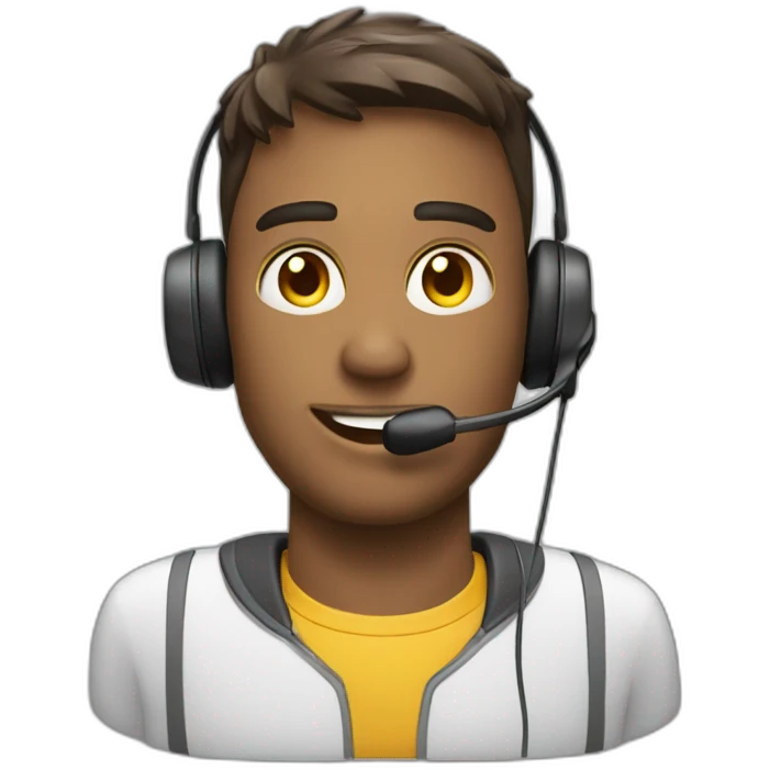 customer service man with headset too hot emoji