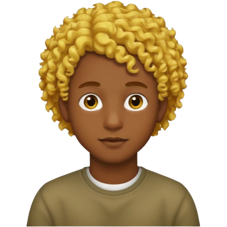 Young, male, dark skin, yellow curly hair emoji