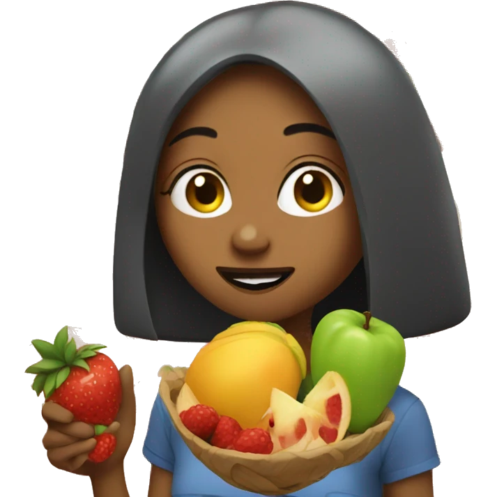 Lexi eating fruit emoji