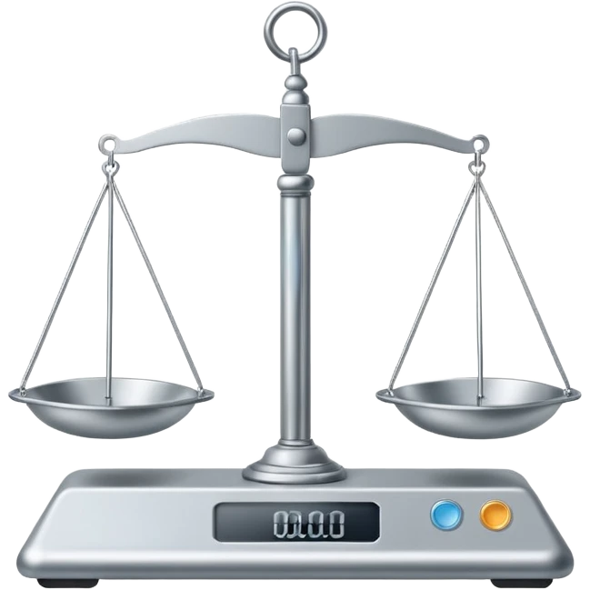 A minimal schematic drawing of a balance scale.  emoji