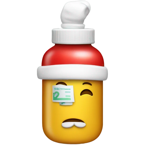Prescription bottle wearing a Santa hat emoji