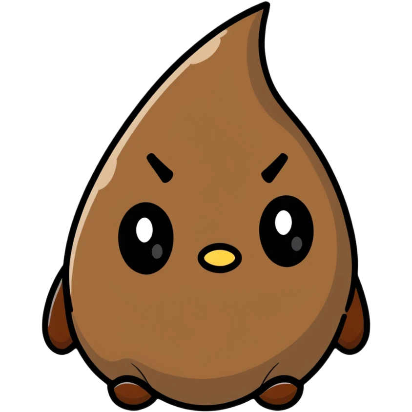 frowning poop cartoon sticker emoji