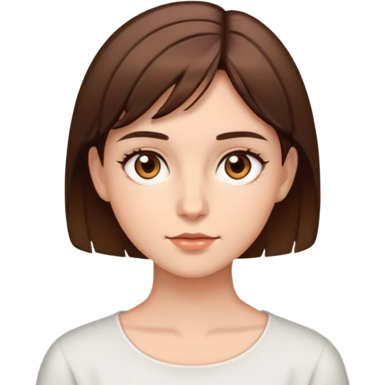 Girl with brown eyes, short brown hair emoji