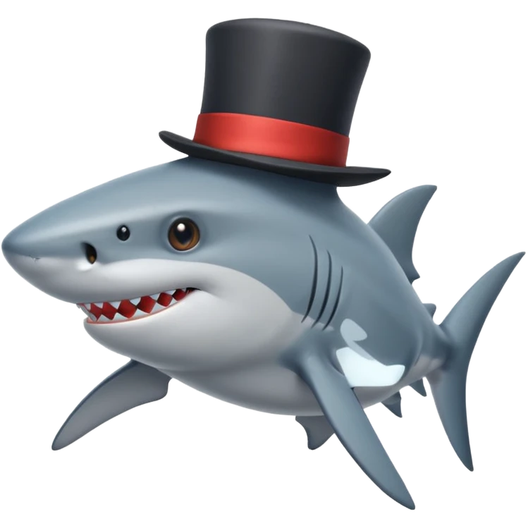 Shark with a top hat emoji