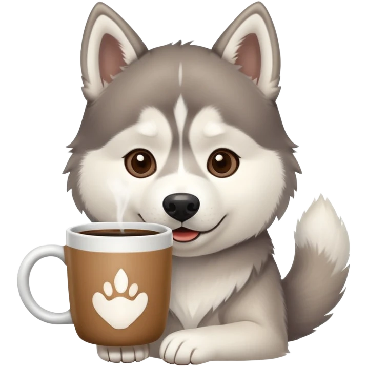 Husky dog drink coffee emoji