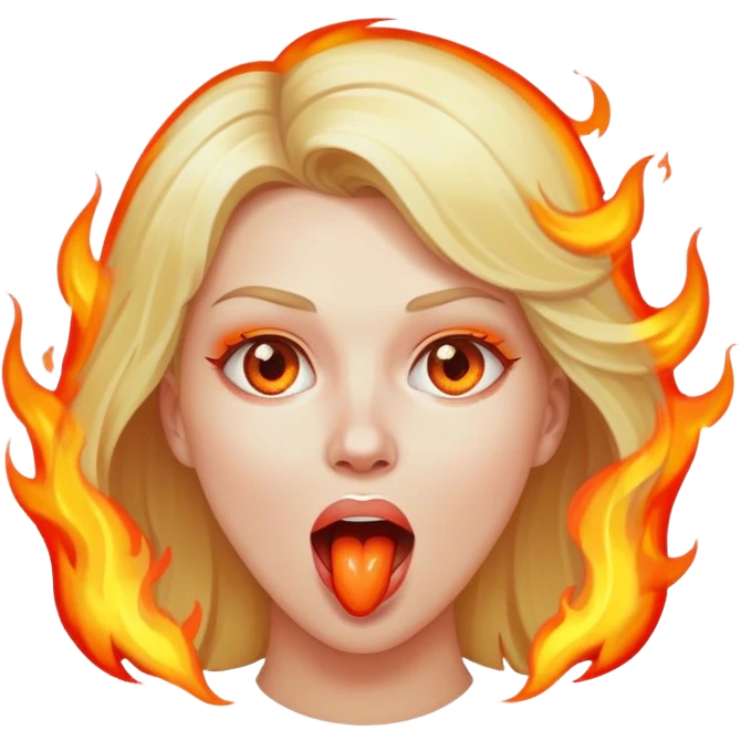 Fire coming out of blond woman’s mouth emoji